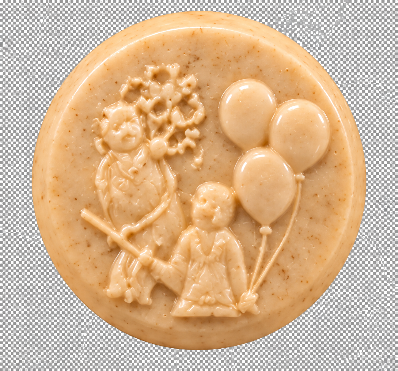Jabón con relieve de pareja y globos